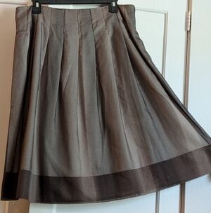 Coldwater Creek Skirt, M, Gray/ Brown, Sheer, Lined,  Inverted Pleats, EUC